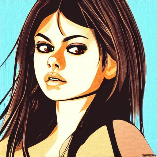 Prompt: Mila Kunis by Otomo Katsuhiro, character art