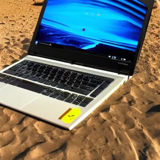 Prompt: Gaming Laptop in desert