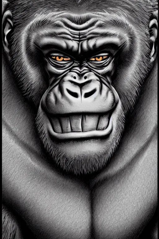 Image similar to smiling gorilla in kentaro miura art style