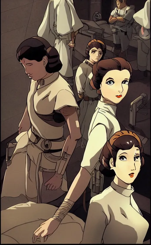 Prompt: Princess Leia, dramatic lighting, anime, style of Satoshi Kon,