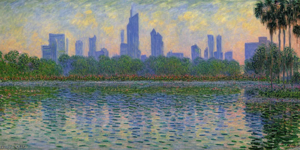 Image similar to orlando florida painting by claude monet, detailed, award - winning, coherent