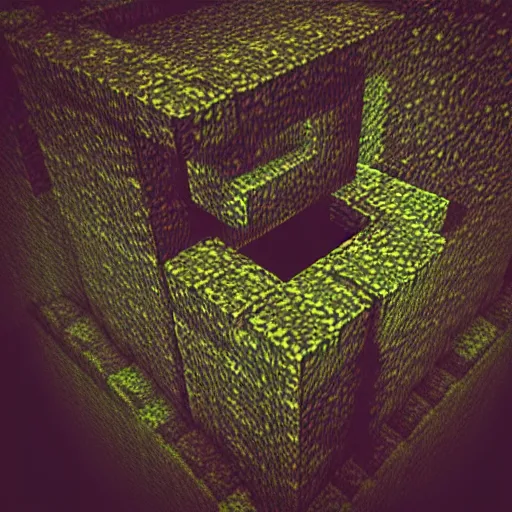 Image similar to macro photo of a realistic minecraft creeper, photorealistic, grim and gloomy lighting,, selfie!!!!!, spooky filter, 4 k, 8 k