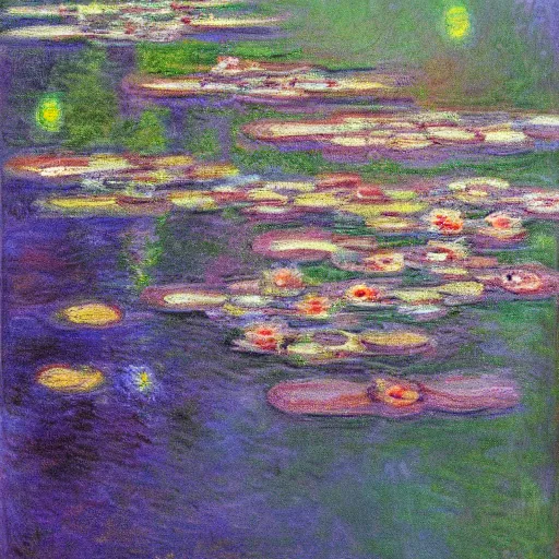 Prompt: a painting by monet of tetris