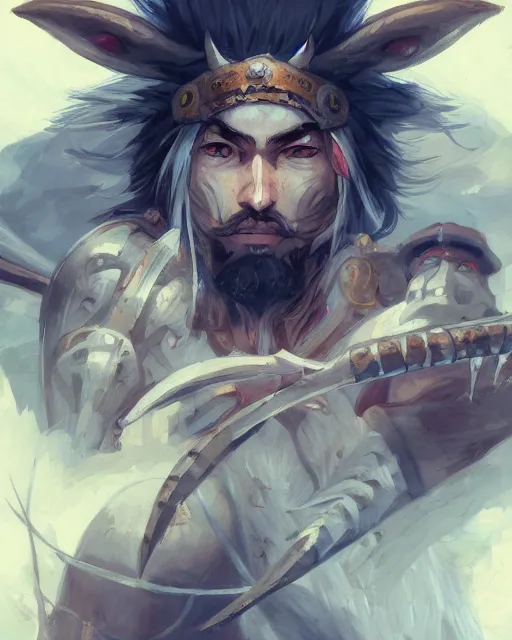 Prompt: portrait of a barbaric spanish conquistador in battle by yoichi hakatenaka and rossdraws and anato finnstark, symmetric, anatomy, facial features, detailed, intricate, portrait, princess mononoke color scheme, trending on artstation, masterpiece, torso