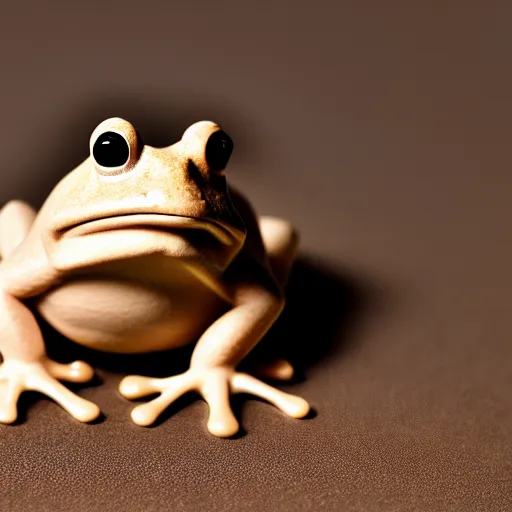 Image similar to beatiful photograph of cute raw clay frog, simple background, natural lighting, 4 k, award - winning