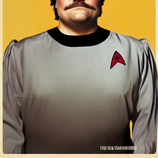 Image similar to jack black as a character in star trek tos, illustrated poster