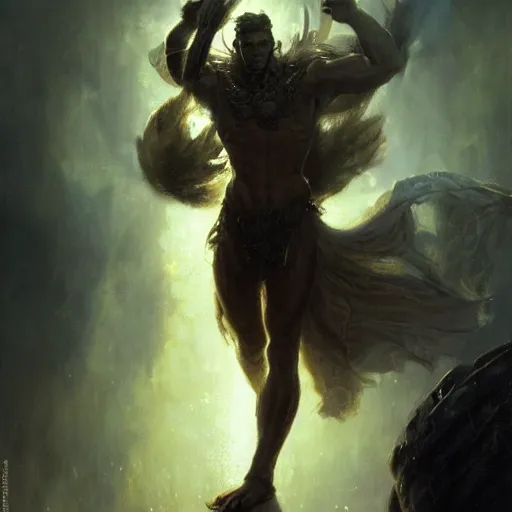 Prompt: handsome portrait of a young guy fitness posing, radiant light, caustics, war hero, hades supergiant, by gaston bussiere, bayard wu, greg rutkowski, giger, maxim verehin