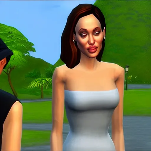 Prompt: angelina jolie in the sims