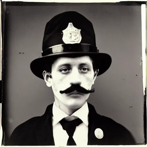 Prompt: photo portrait of a policeman photo by Diane Arbus and Louis Daguerre