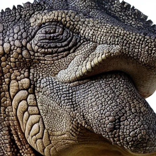 Image similar to close up of a sauropod's face with lizard skin t