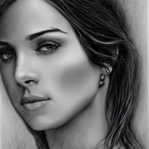 Image similar to a realistic close - up portrait of a celebrity, charcoal drawing, intricate, high definition, 4 k, trending