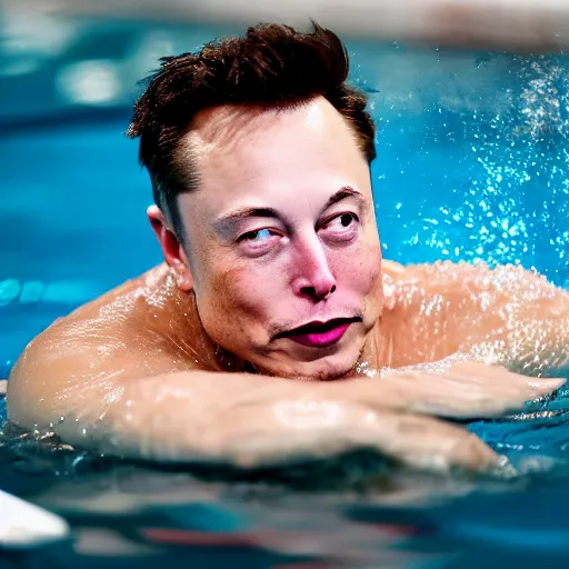 Image similar to Photography of elon musk swimming in a pool full of wads of cash cash money money money money money