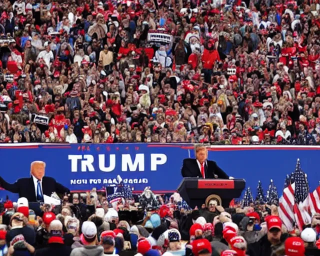 Image similar to Donald Trump with 10,100 adoring Supporters .