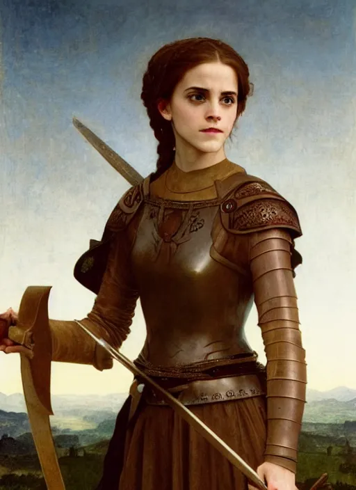 Prompt: emma watson as joan of arc, bouguereau