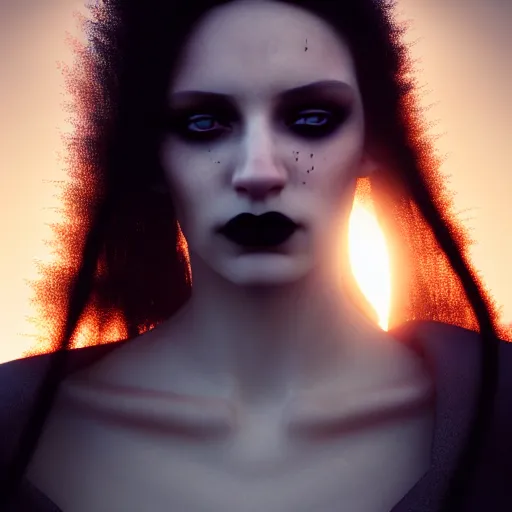 Image similar to photographic portrait of a stunningly beautiful gothic cyberpunk female in soft dreamy light at sunset, god rays, contemporary fashion shoot, by edward robert hughes, annie leibovitz and steve mccurry, david lazar, jimmy nelsson, breathtaking, 8 k resolution, extremely detailed, beautiful, establishing shot, artistic, hyperrealistic, beautiful face, octane render