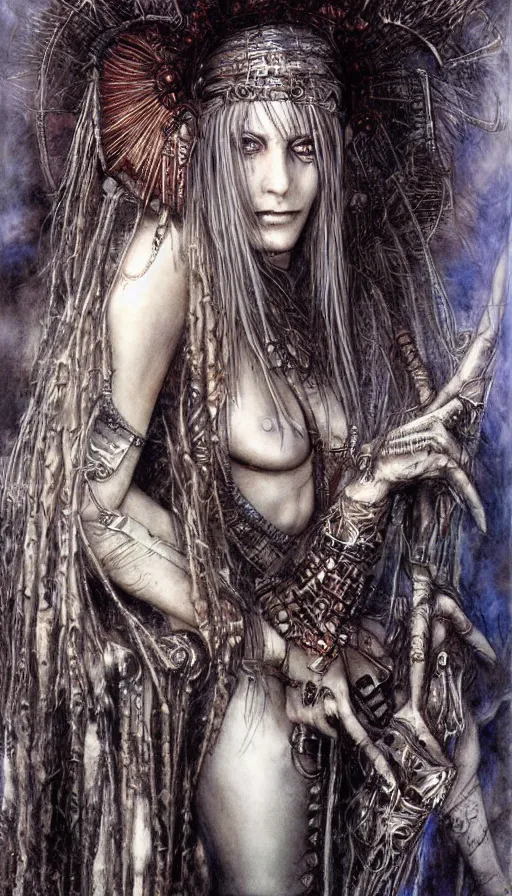 Image similar to portrait of a digital shaman, by luis royo,