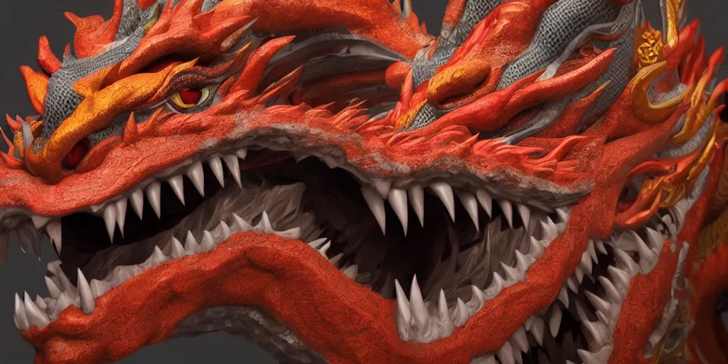 Image similar to a portrait of a chinese dragon, close up, 3 d model, unreal engine 5, sharp focus, 4 k, epic lighting.