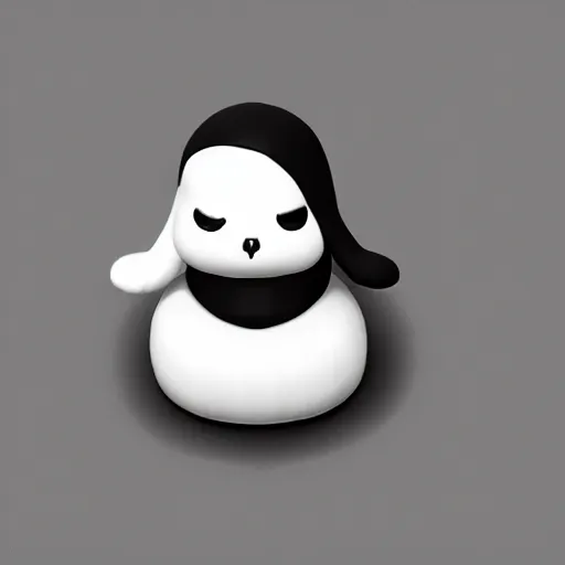 Image similar to cute fumo plush of a cursed floating blob of dark ichor vaguely in the shape of a cute girl, amorphous, inky blackness, black and white, horror, vray