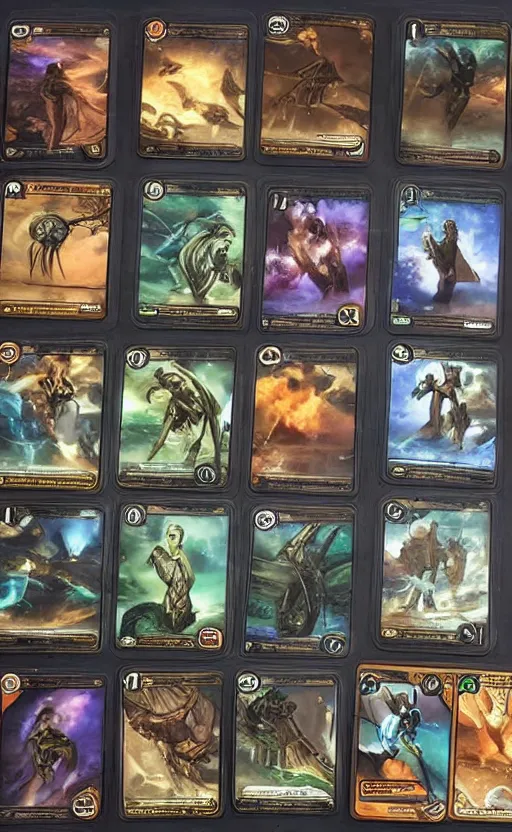 Image similar to trading card game based on ancient legends, occult, epic card art, trading card format