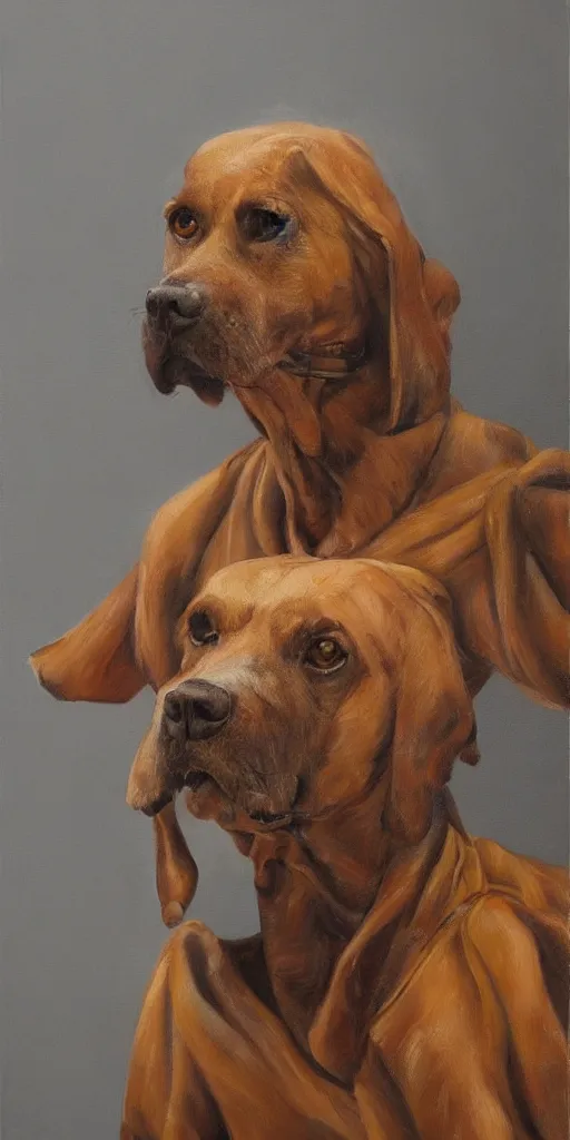 Image similar to full-length Slavic dog head man, oil painting, hyperrealism, beautiful, high resolution, trending on artstation,