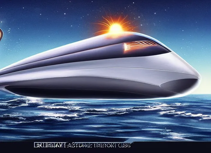 Image similar to advertisement poster for a luxury spaceship cruise line, photorealistic, detailed