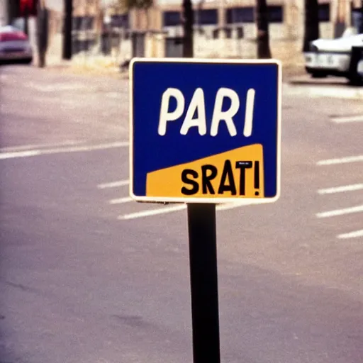 Prompt: paul blart street sign 1 9 9 0 s