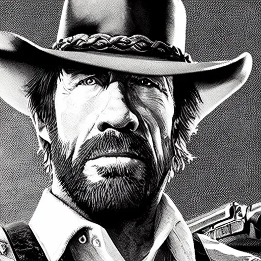 Prompt: chuck norris in red dead redemption 2, 4 k, high detail, high - resolution photograph, professional photography, ultra - detail