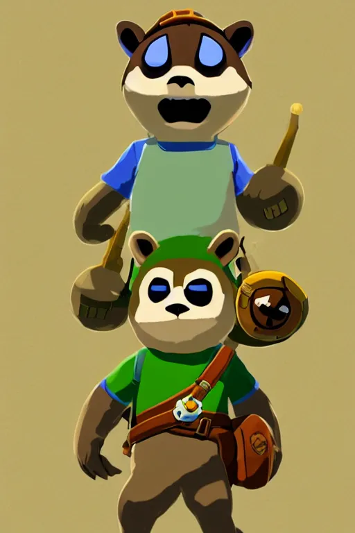 Image similar to an in game portrait of tom nook from the legend of zelda breath of the wild, breath of the wild art style.