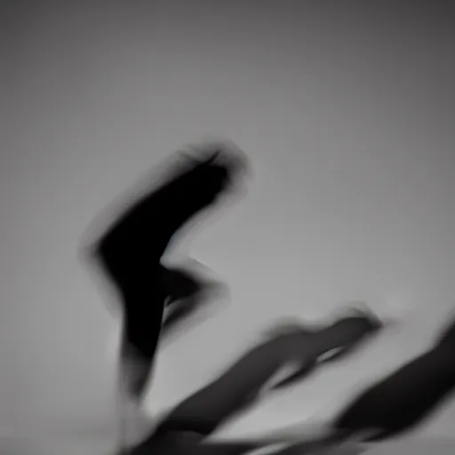 Prompt: an abstract photograph of two male shadowy figures, motion blur, 35 mm, black-and-white