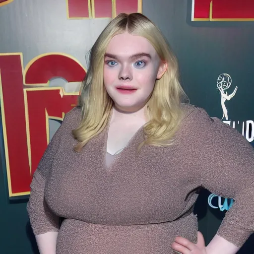 Image similar to photo from my 600 lb life starring Elle fanning as fat obese disgusting pig woman