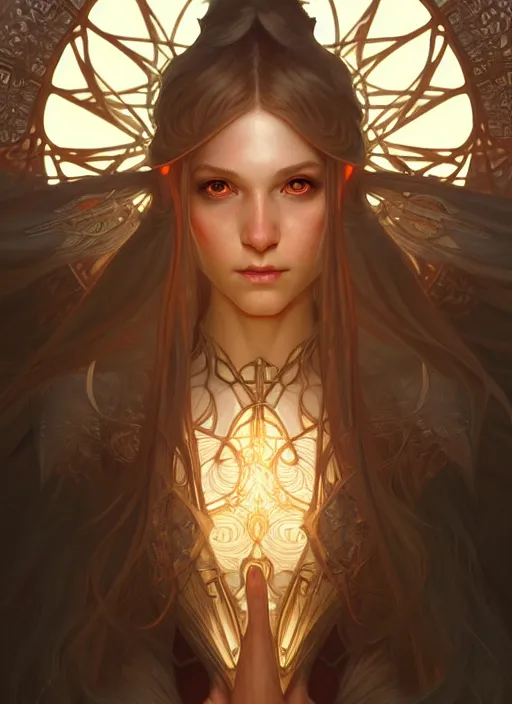 Image similar to symmetry!! portrait of elf, fantasy, intricate, highly detailed, dynamic lighting, digital art, digital painting, artstation, wlop, sharp focus, illustration, art by artgerm and greg rutkowski and alphonse mucha, 8 k