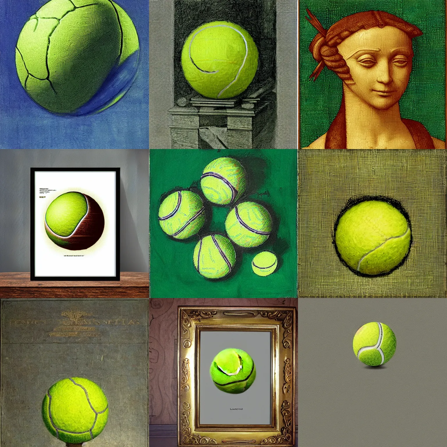 Prompt: tennis ball, in style of Leonardo Da Vinci