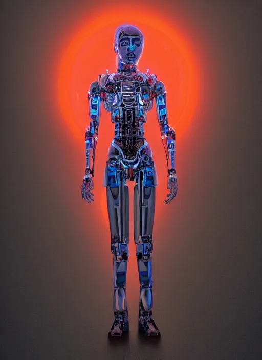 Prompt: photorealistic detailed full body picture of a female cyborg, pretty face, with head arms legs feet and hands, standing glamour pose, neon lights, humanoid, extreme, uhdr, book called the most influental cyborg in 2 0 5 0, fine details, highly detailed, intricate, smooth sharp focus, symmetrical features, environmental portrait, realistic render