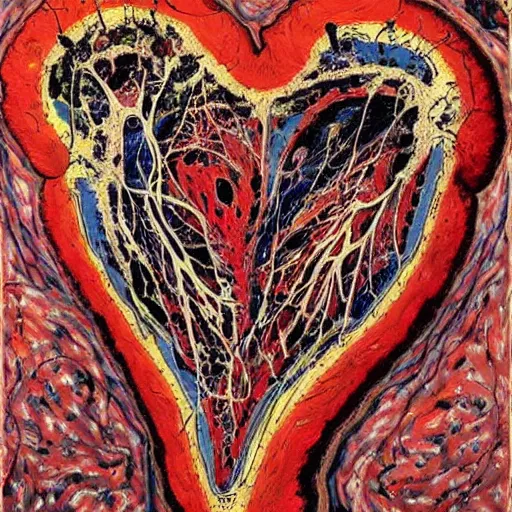 Prompt: anatomically correct! human heart, real heart, anatomic, painting by jackson pollock