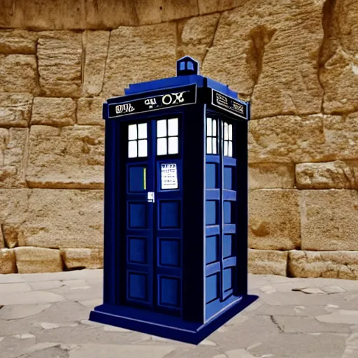 Image similar to a tardis lands near the western wall