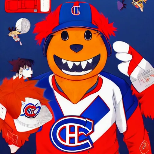 Image similar to anime Portrait of Youppi the Habs Montreal Canadiens Mascot as a very cute powerful and friendly pokemon, highly detailed anime, high evolution, 1990s, legendary, smooth, sharp focus, dynamic lighting, intricate, trending on ArtStation, illustration pokemon, art by WLOP