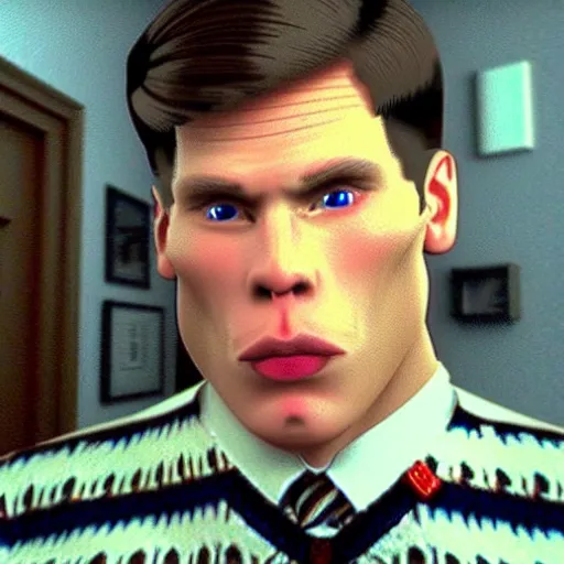 Prompt: Live Action Still of Jerma in Animal House, real life, hyperrealistic, ultra realistic, realistic, highly detailed, epic, HD quality, 8k resolution, body and headshot, film still