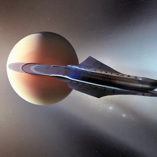 Prompt: the most luxurious spaceship flying through a gas giant