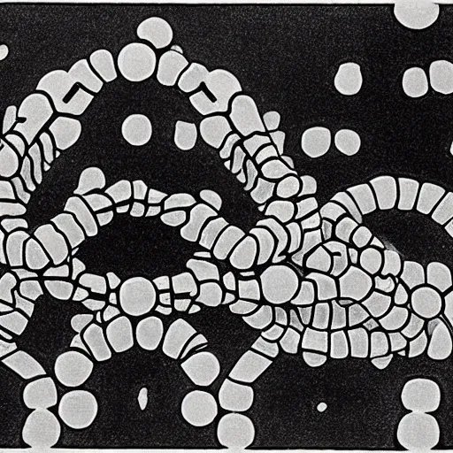 Prompt: the glass bead game, M. C. Escher print