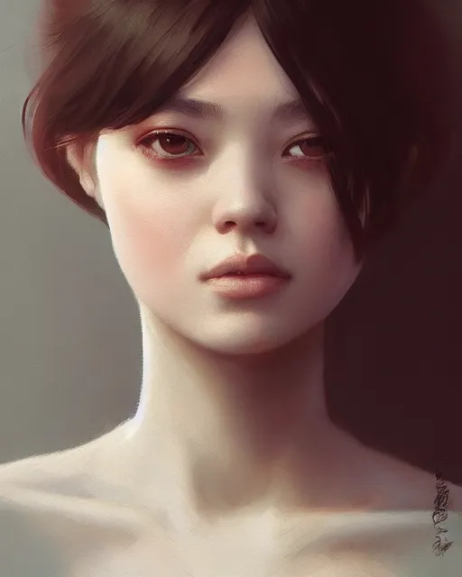 Image similar to a highly realistic, true to life portrait of a young woman, sharp focus, by ilya kuvshinov, leng jun, ruan jia, tom bagshaw, trending on artstation, cinematic lighting, hyper realism, octane render, 8 k, hyper detailed.