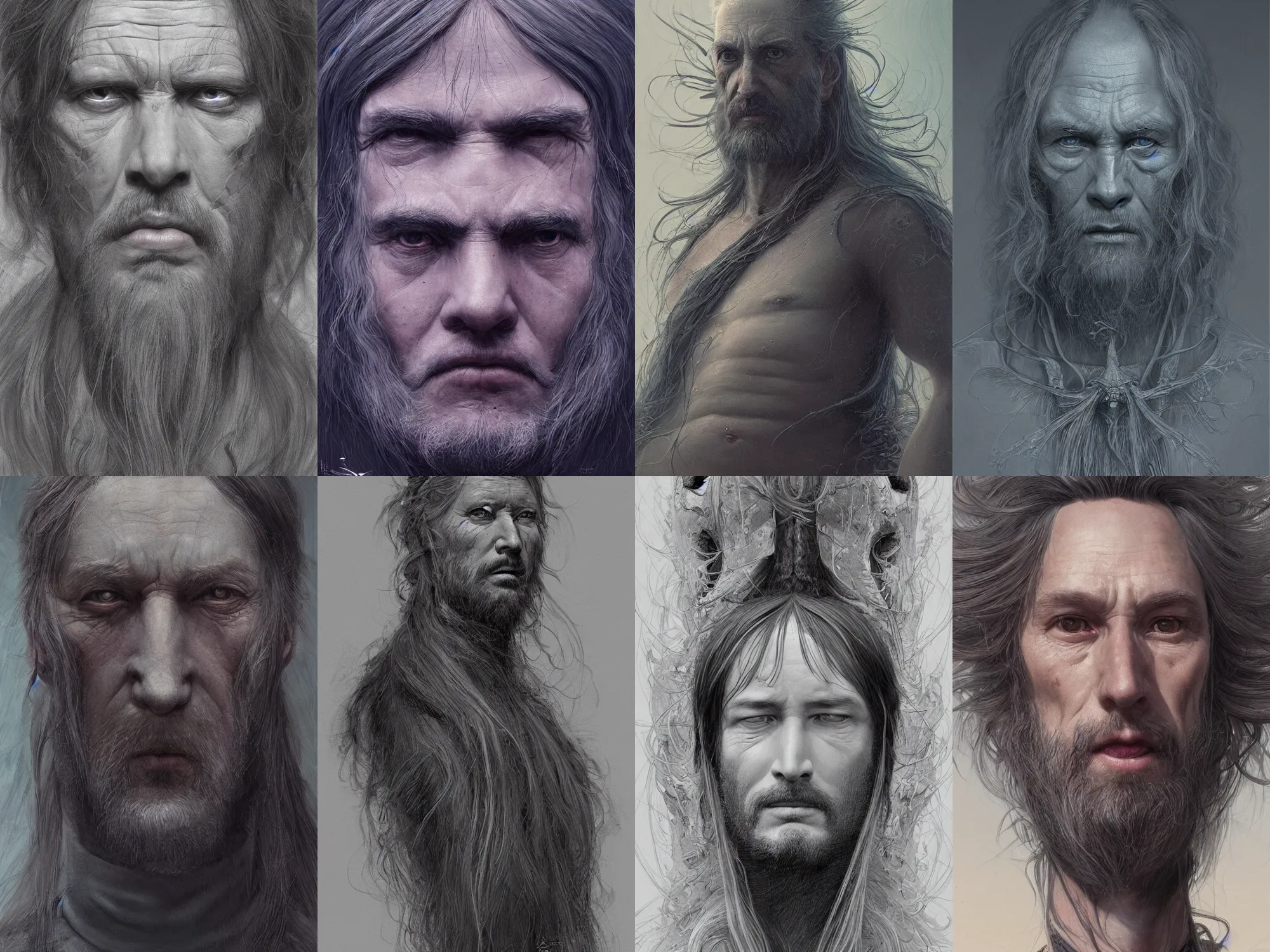 Prompt: a portrait of a gobelin with long hairs, art by James Jean and Wayne Barlowe, high detail, cinematic, cgsociety 8k