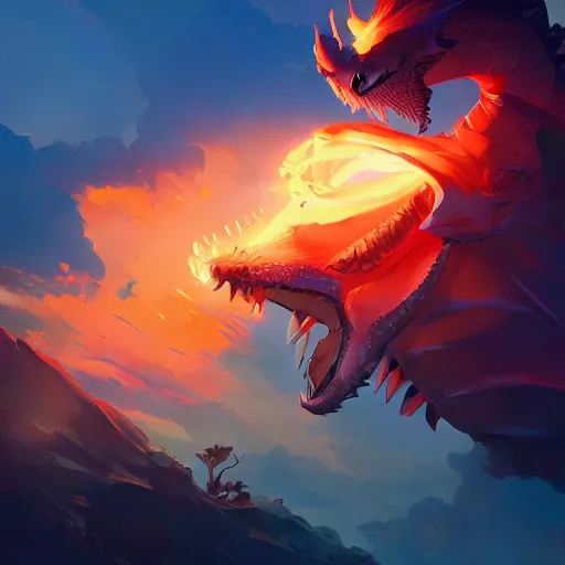 Image similar to dragon breathing fire, behance hd by jesper ejsing, by rhads, makoto shinkai and lois van baarle, ilya kuvshinov, rossdraws global illumination