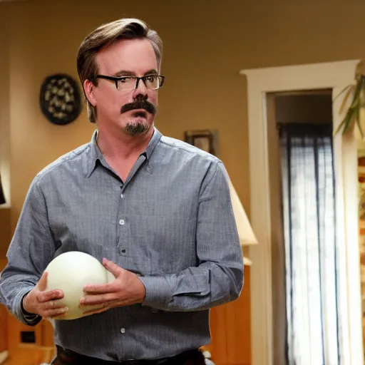 Image similar to vince gilligan delivering two balls