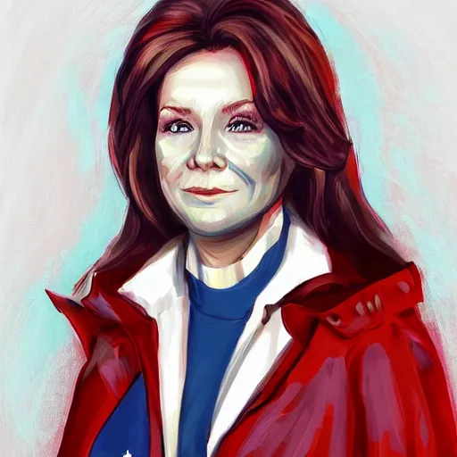 Image similar to maci holloway, first woman elected as president in usa, cold but beautiful, about 3 5 years old, highly detailed,, artstation hd, deviantart, by artgem