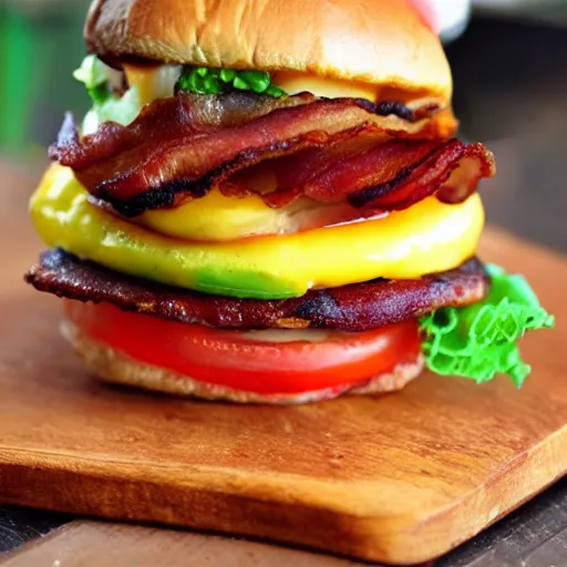 Image similar to bacon wrapped bacon cheeseburger