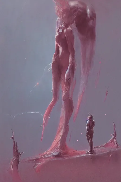 Image similar to Concept art for Aurora new single, Something inside you is violence and danger, i knew from the moment we met, you are a dangerous thing painted by Wayne Barlowe, Greg Rutkowski, zdislav beksinski, Francis Bacon, trending on artstation, artstationHD, artstationHQ, 4k, 8k