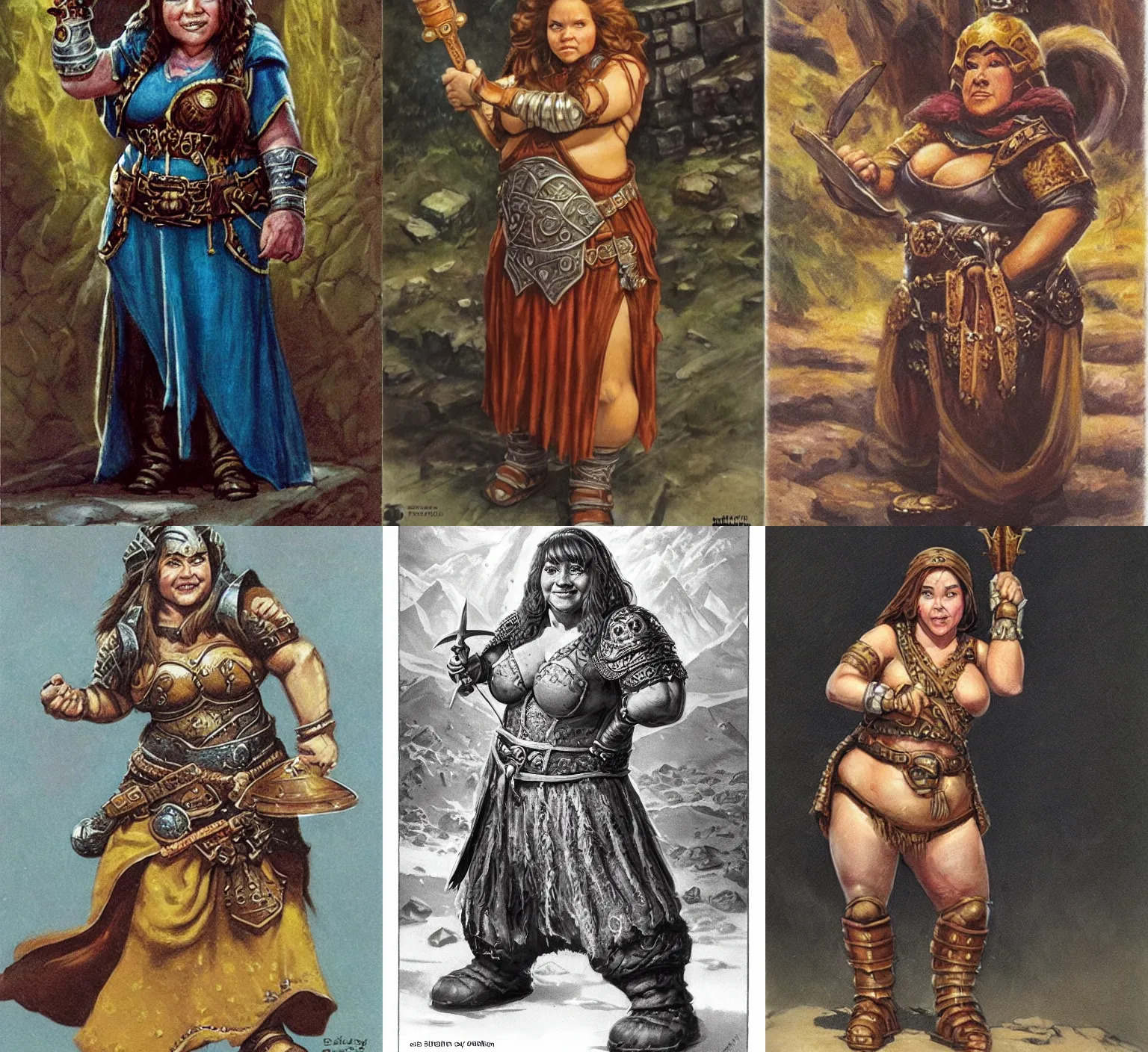 Prompt: female dwarven noblewoman, chubby short stature | by Jeff easley