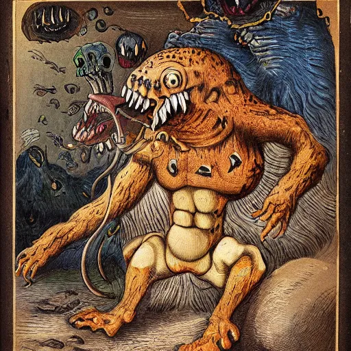 Image similar to bizarre bestiary of repressed unconscious emotional monsters and creatures