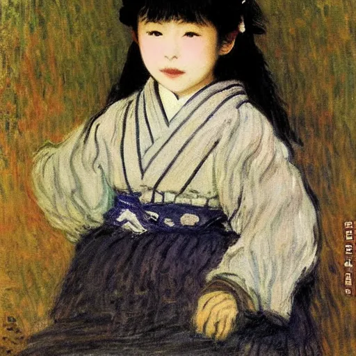 Prompt: Cute Japanese girl by Claude Monet