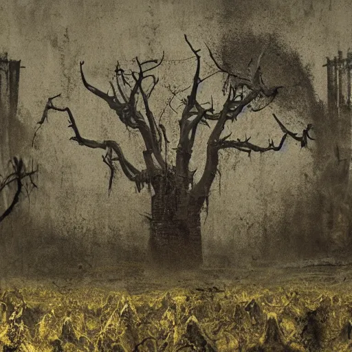 Image similar to landscape of carcosa from the king in yellow. digital photo. creepy. dark. 4 k